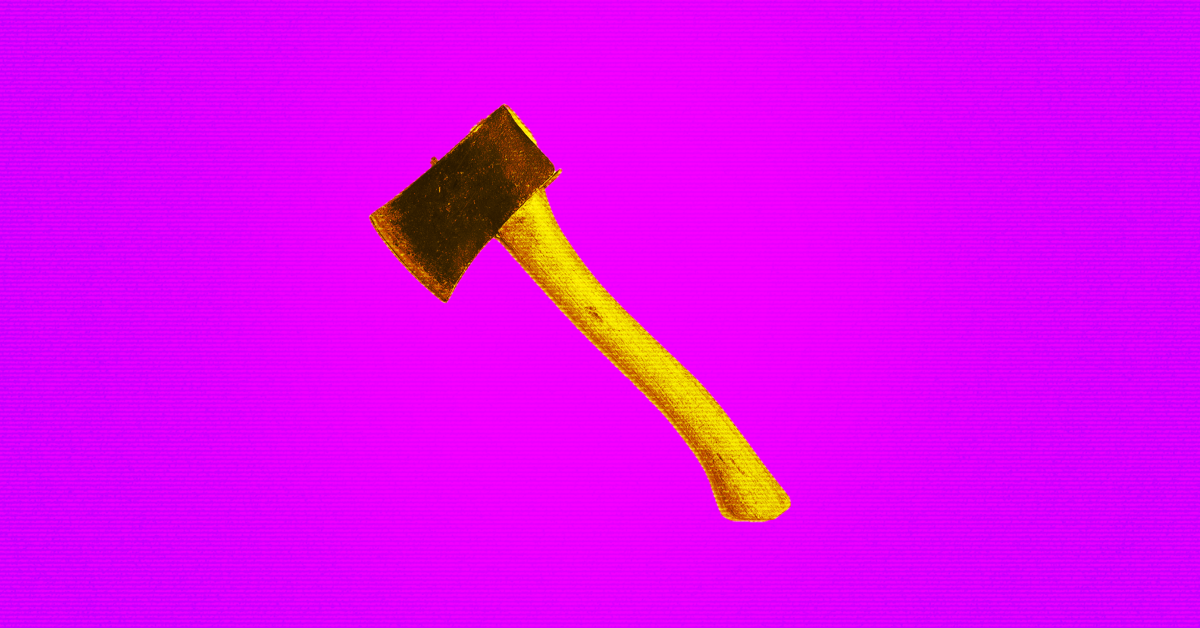 A brown hammer on a purple background. 