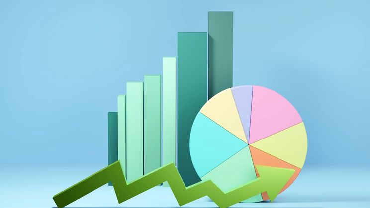 illustration featuring several graph types representing wealth strategy