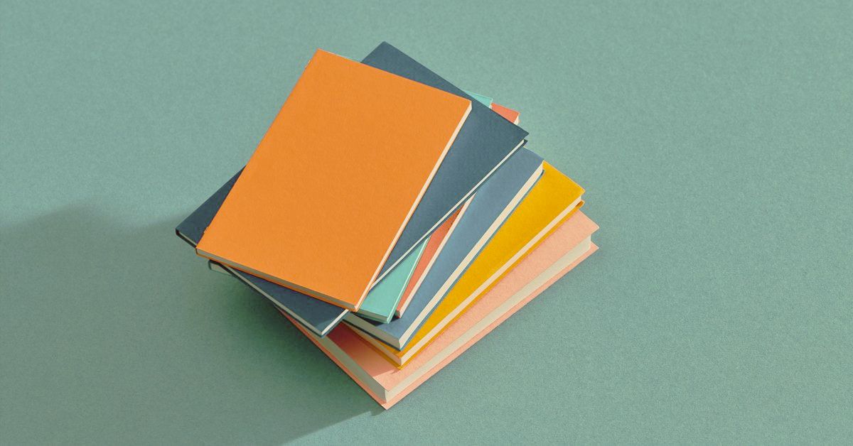 Illustrated stack of books