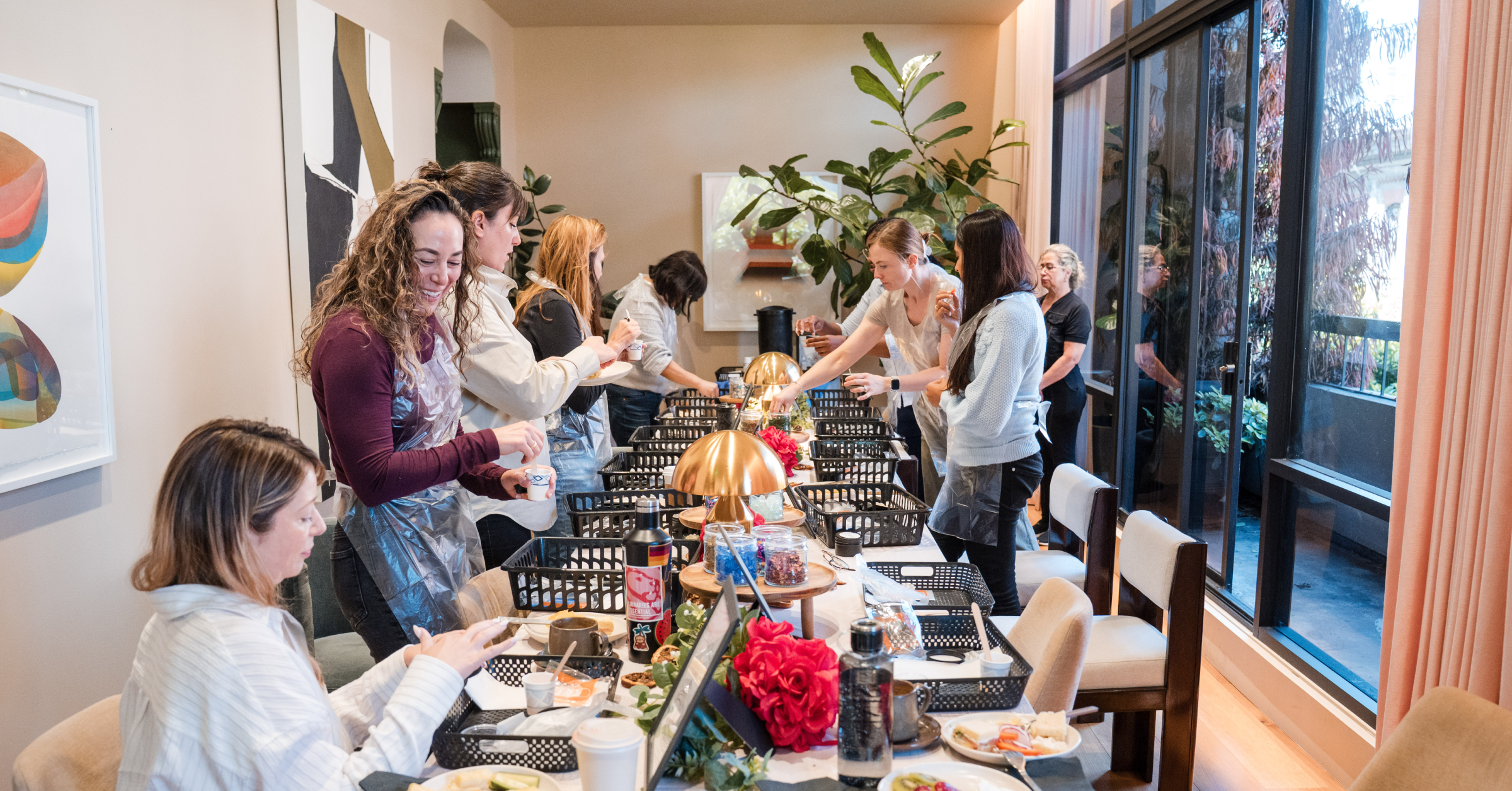 Chief Members socializing during candle making event at San Francisco Clubhouse