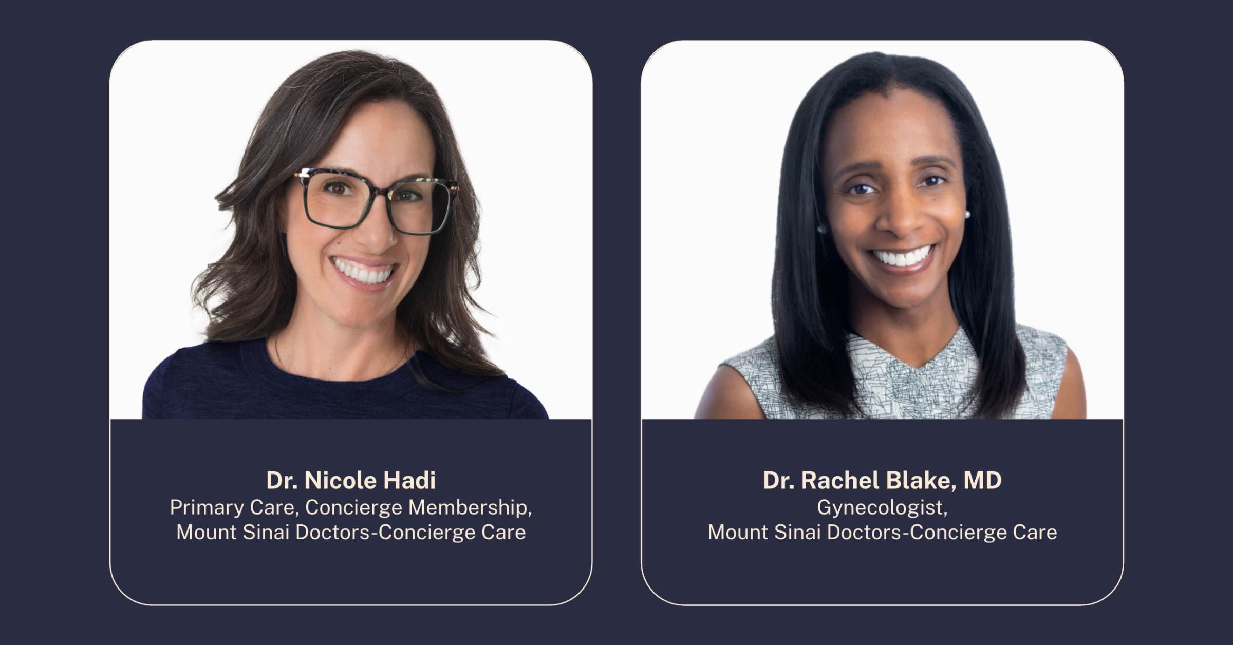 Headshots of Dr. Nicole Hadi and Dr. Rachel Blake
