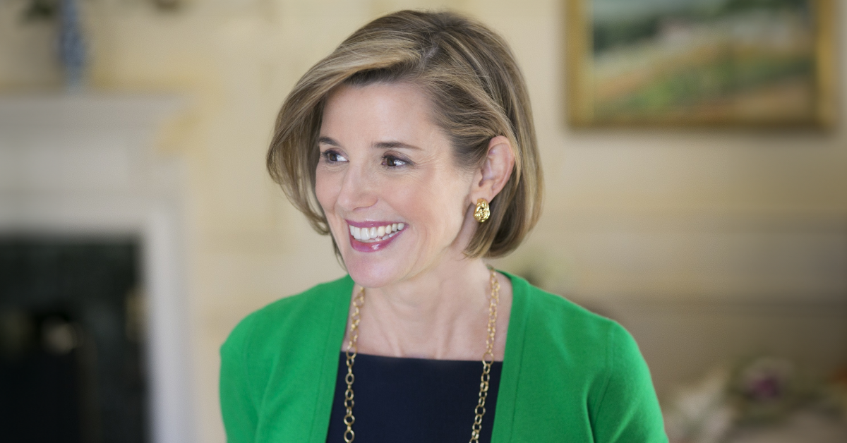 Image of Ellevest CEO Sallie Krawcheck with a green sweater on. 