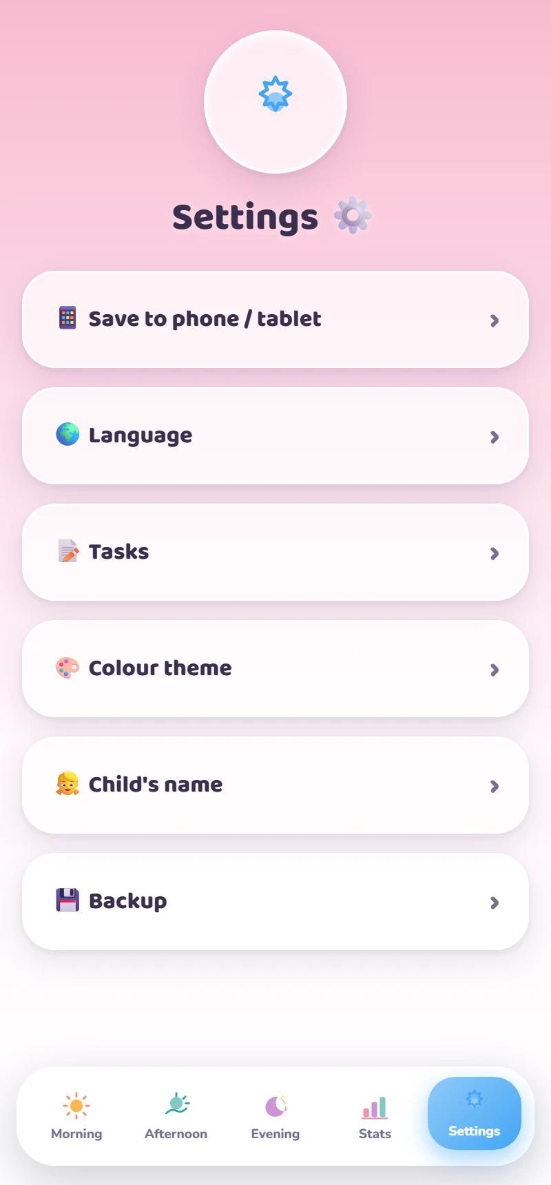 Settings — folded away until needed