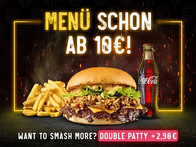 Burger Vision Berlin, Unser Berlin-Menü! Smashburger, Pommes & Getränk für nur 10 €