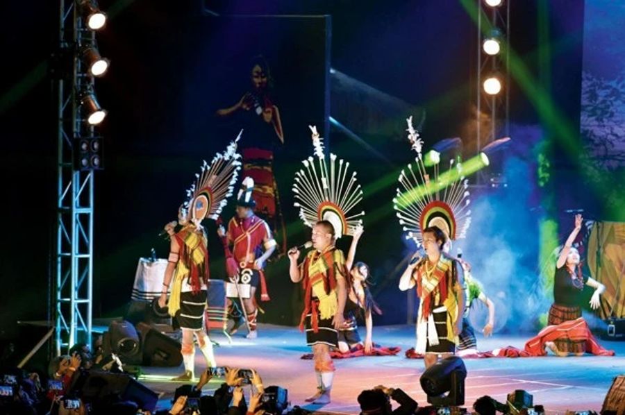 Traditional Naga cultural performance during Hornbill Festival in Nagaland