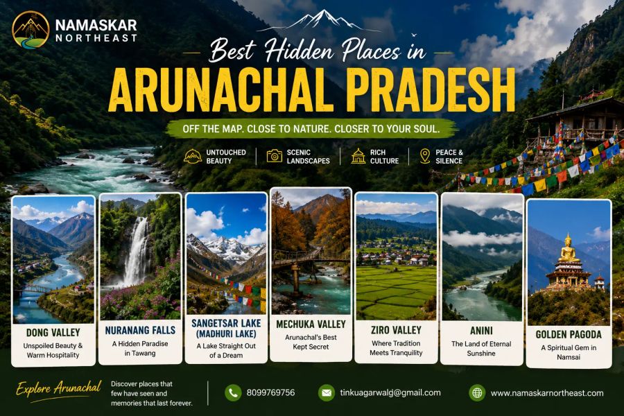 Best hidden places in Arunachal Pradesh with breathtaking mountain landscapes and untouched natural beauty.
