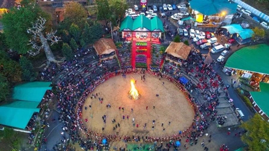 Hornbill Festival celebration at Kisama Heritage Village in Nagaland