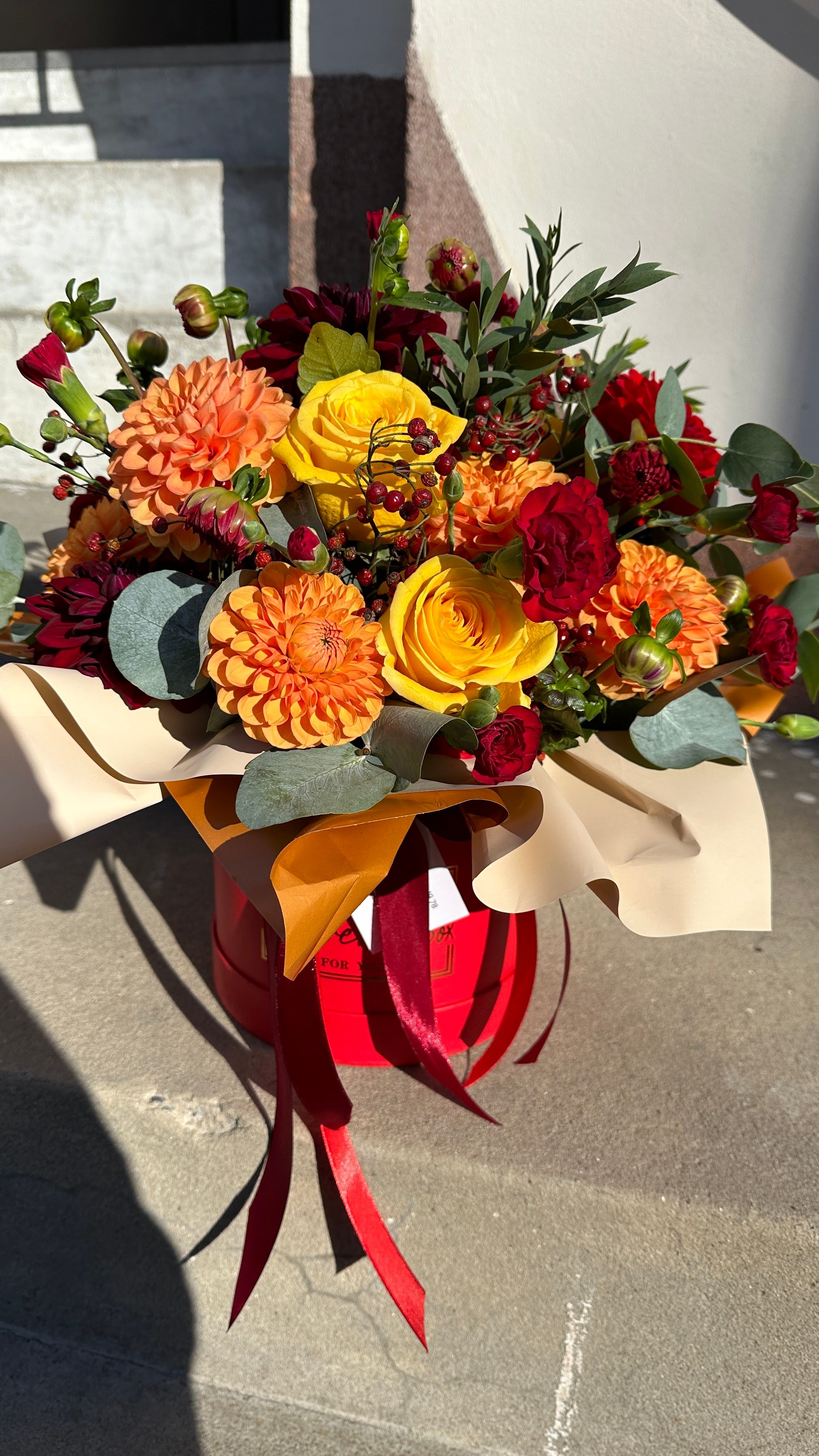 Flowerbox jesienny w ciepłych barwach