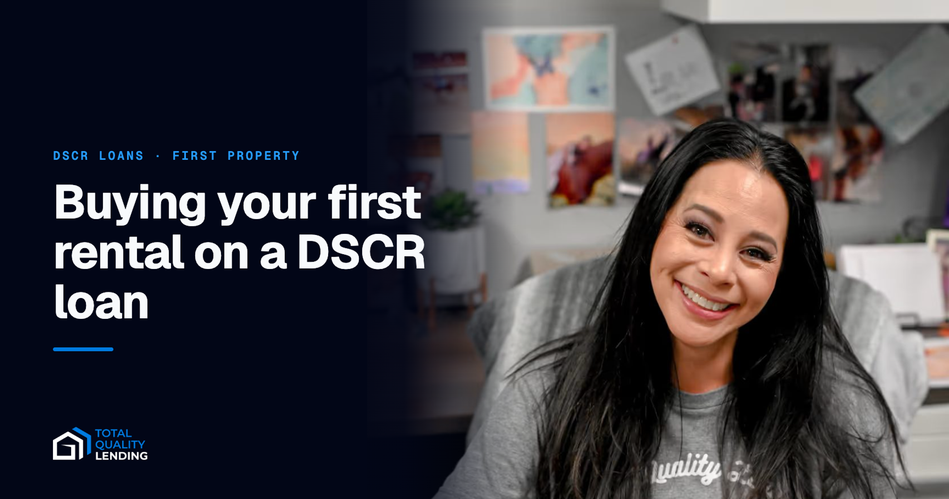 A Total Quality Lending team member at her desk — buying your first rental on a DSCR loan