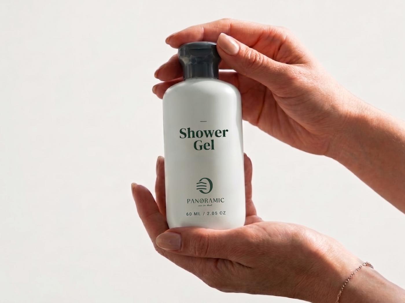 Panoramic premium shower gel application
