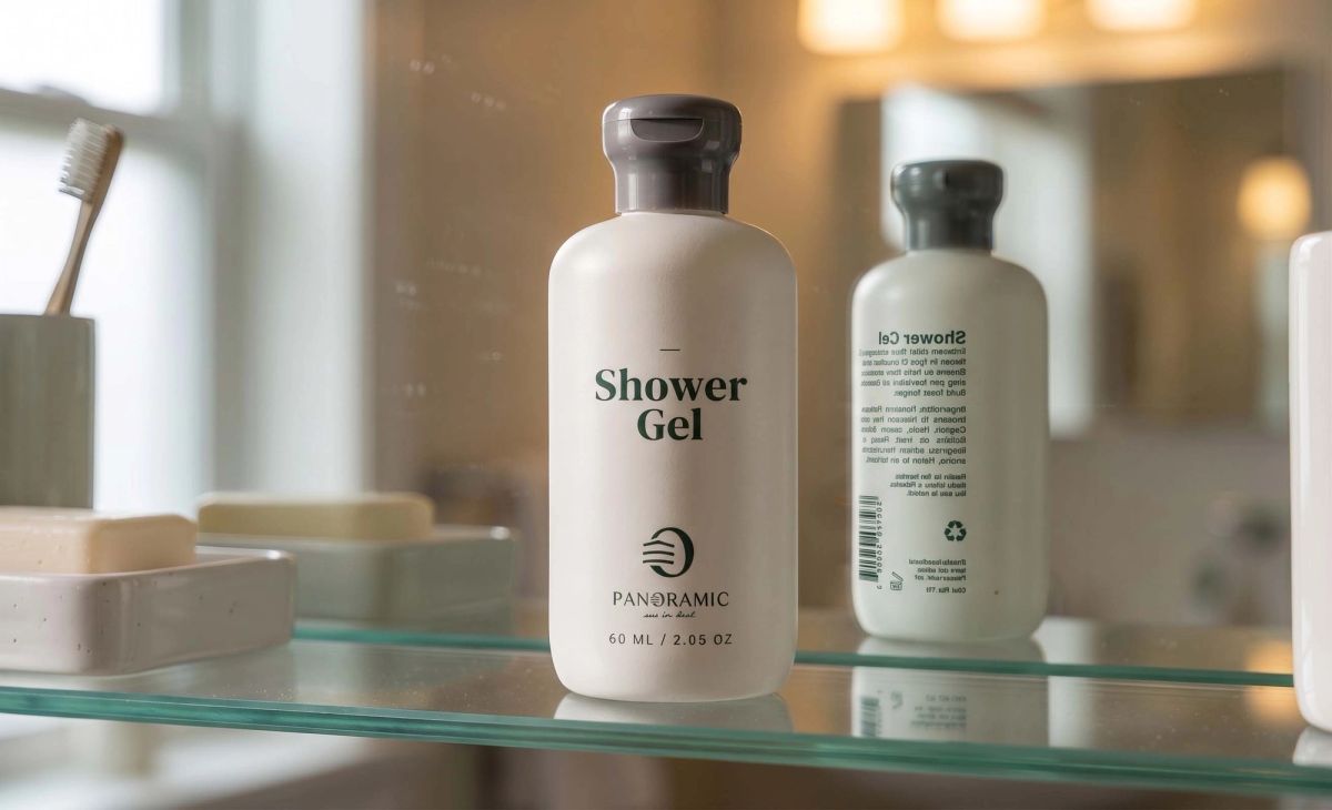 Panoramic premium hospitality amenity bottle
