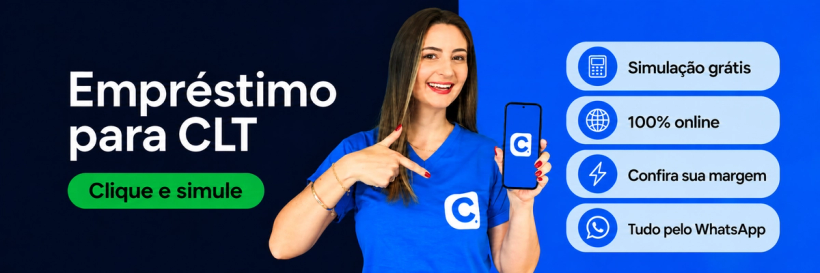 Card de crédito para trabalhador CLT com chamada para simular e conferir a margem.