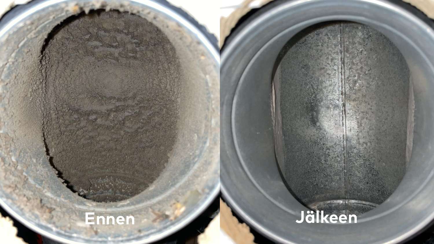 Ilmanvaihtokanavien puhdistus ennen ja jälkeen