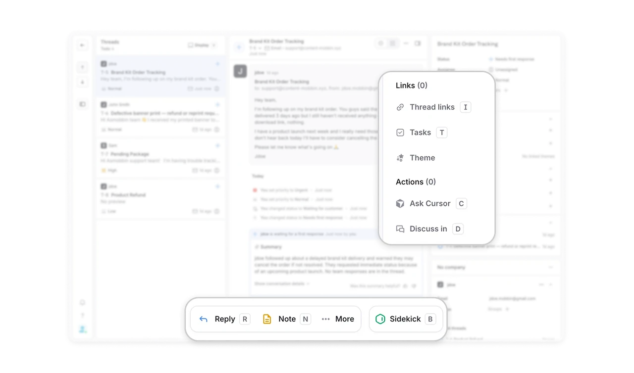 Shortcuts printed on every button make the UI its own training course
