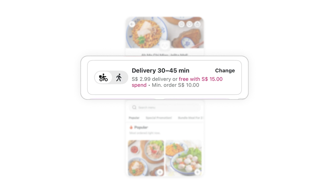 Delivery and Pickup toggle saves space without losing options