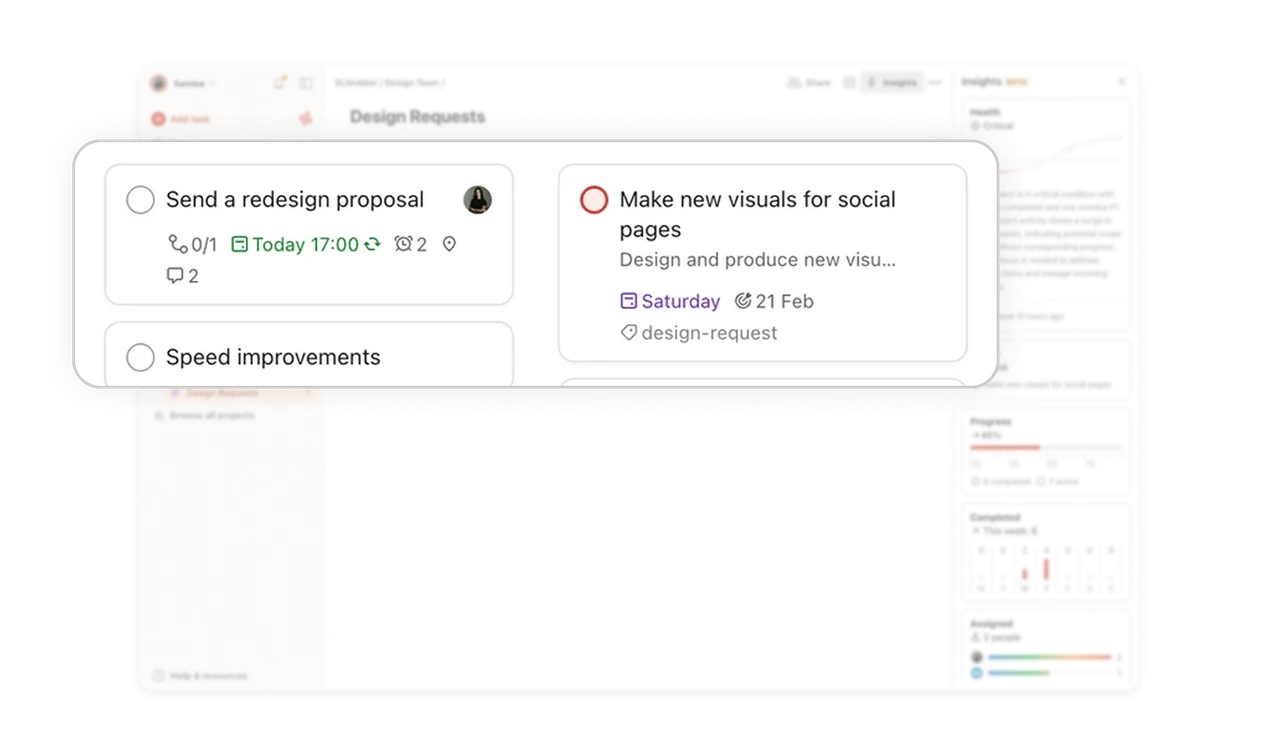 Task cards balance density and readability