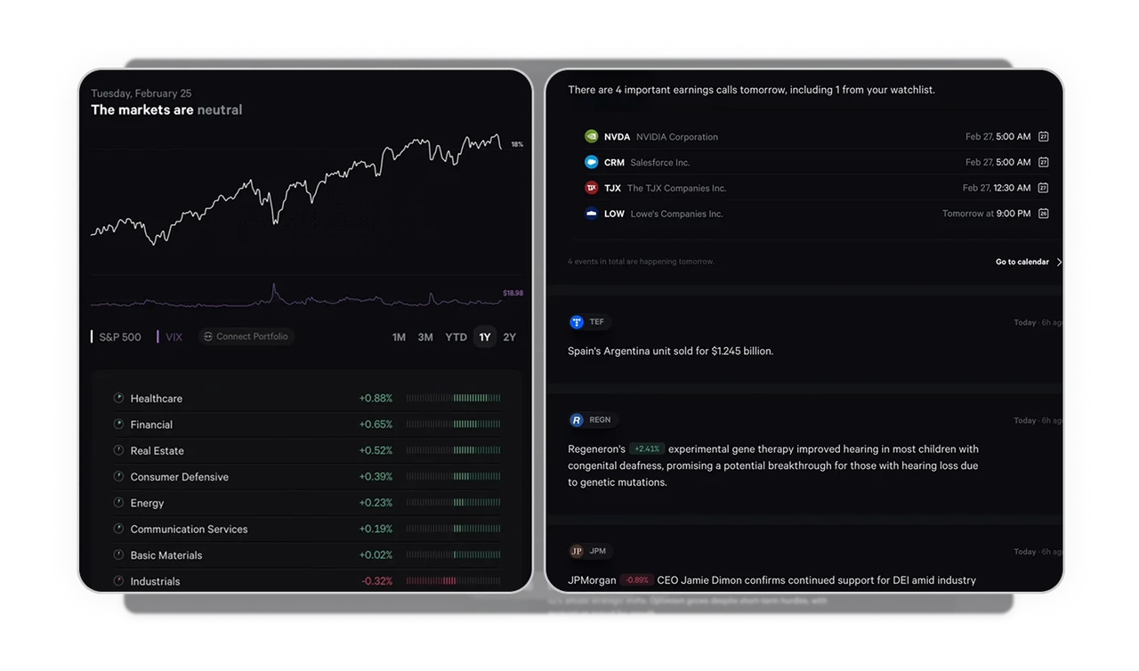 Balanced split layout for dual focus