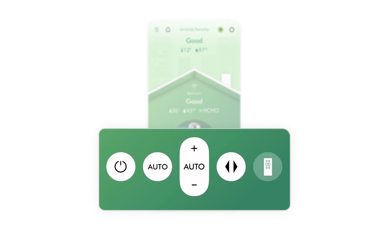 Bottom control bar mirrors a physical remote