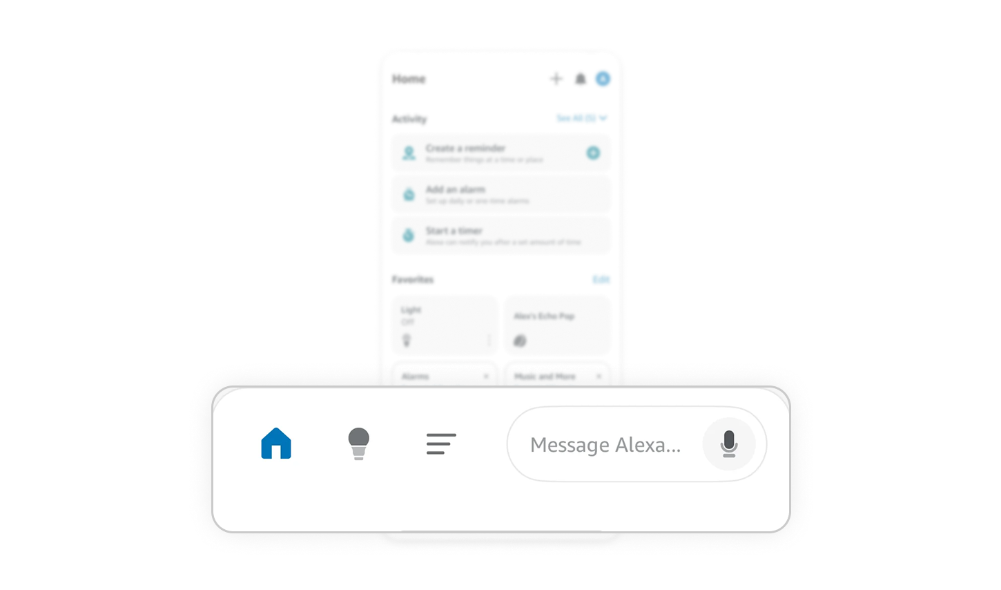 Bottom navigation optimized for voice-first use