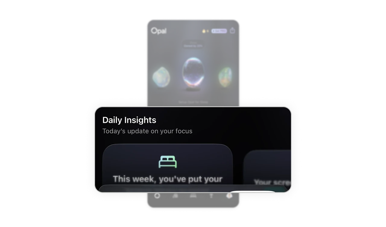 Partially visible insight cards create scroll curiosity