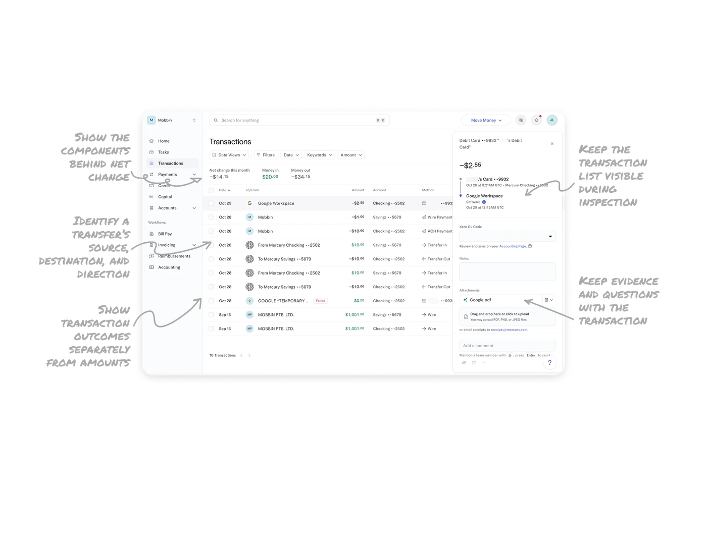 Transaction History and Details