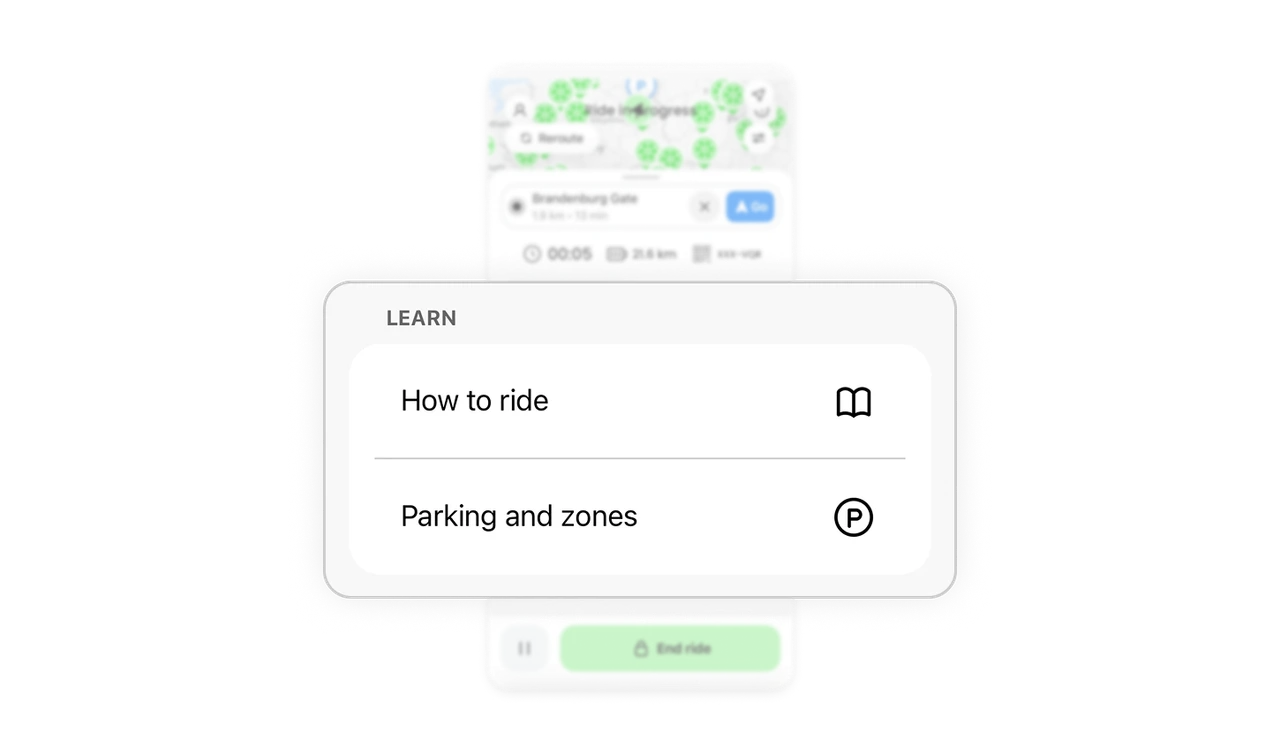 In-ride learn section turns compliance into onboarding