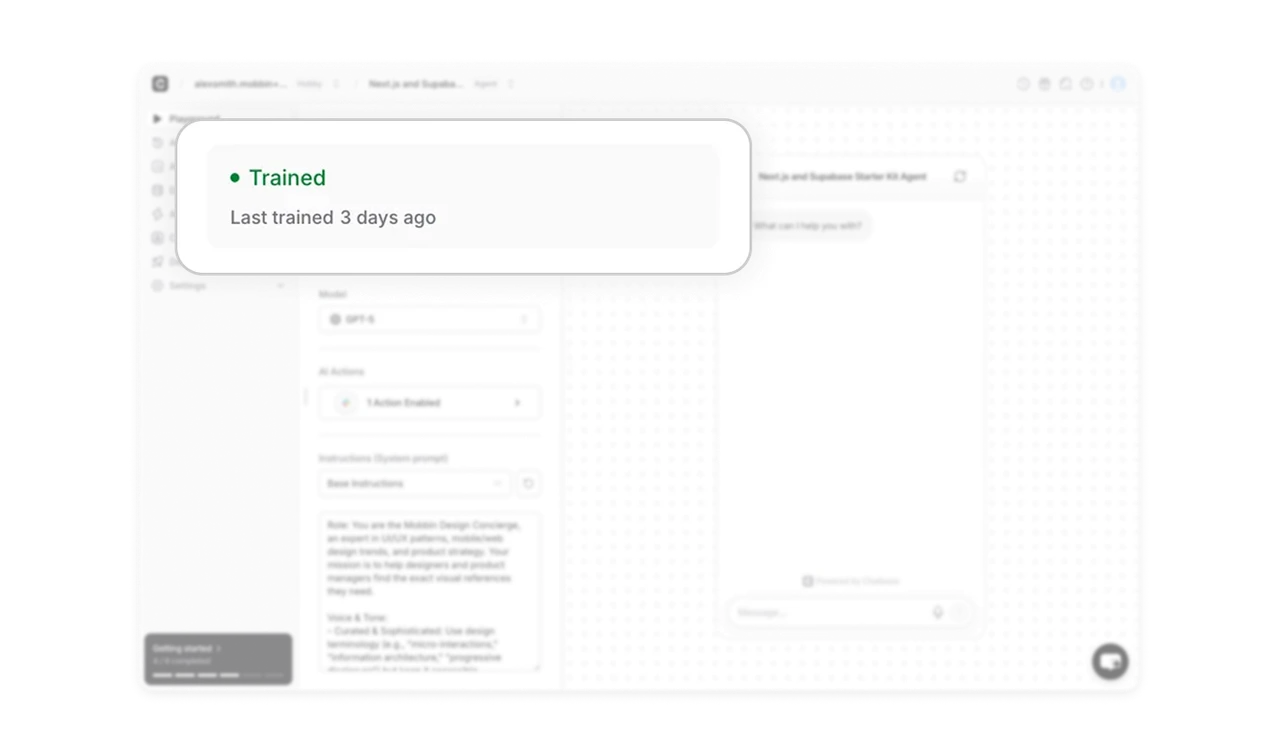 Training status badge answers the first user question