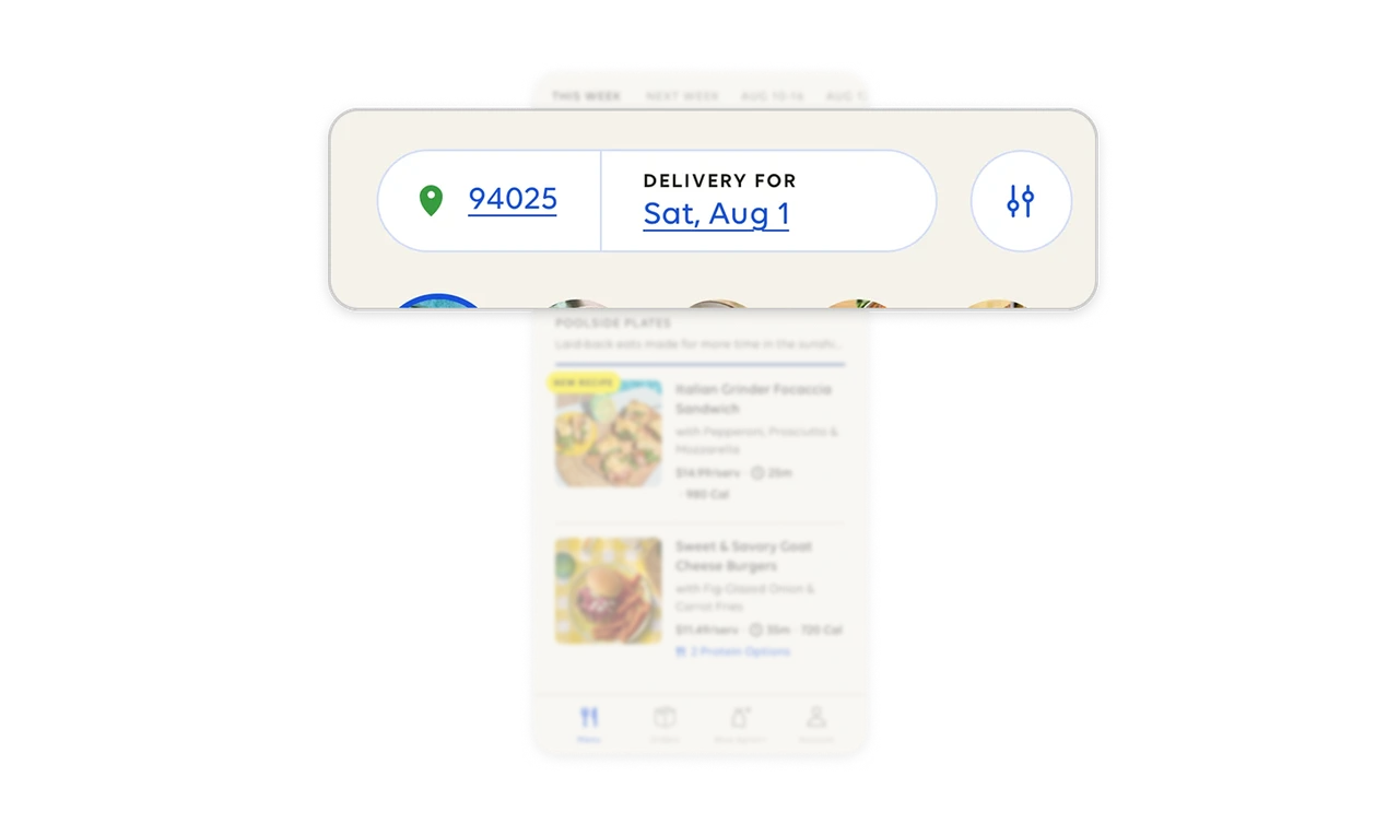 Keep delivery context beside meal choices