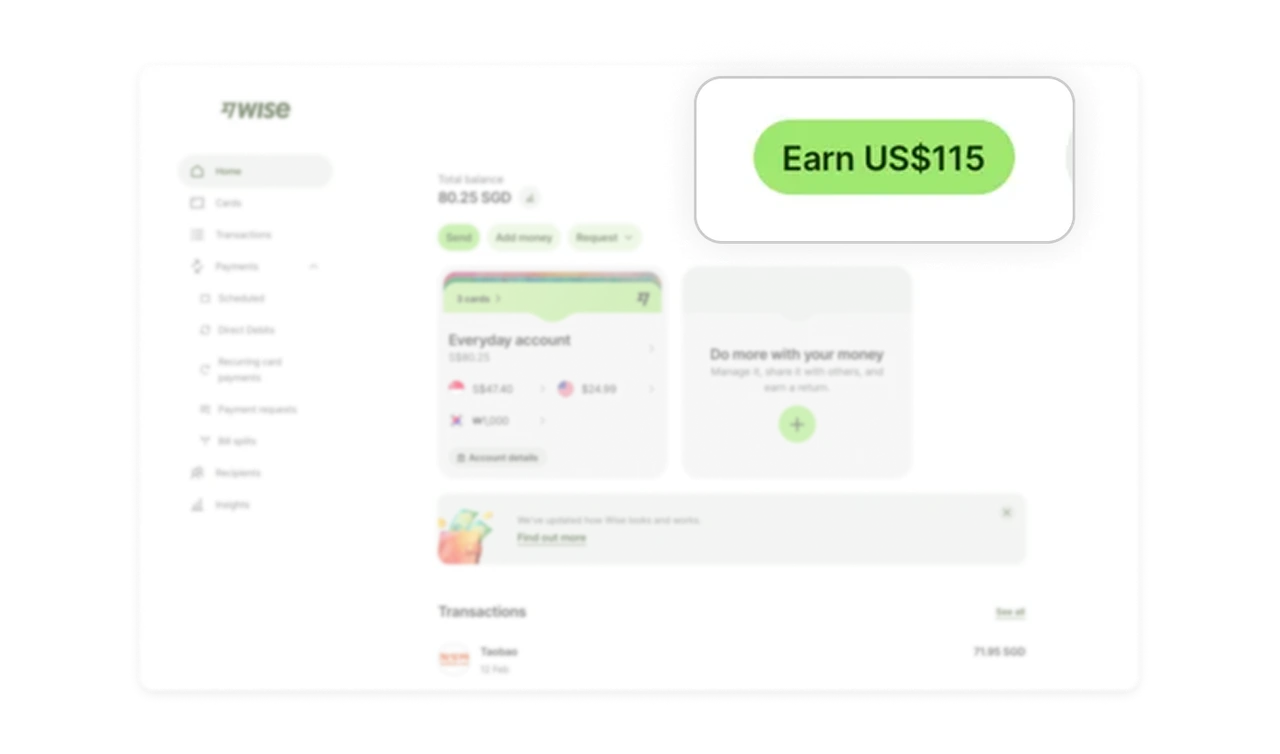 Earn US$115 button rewards referrals without disrupting flow