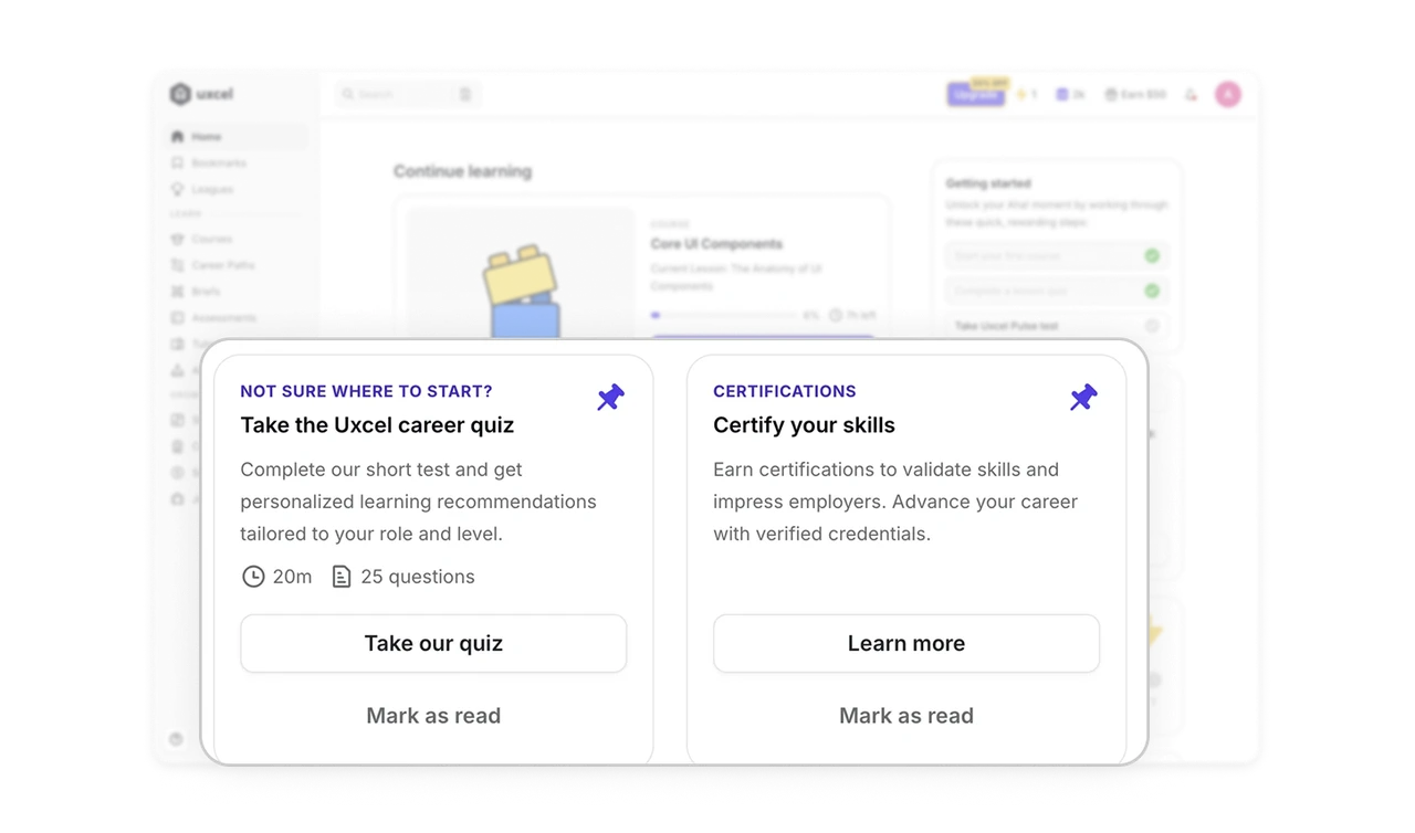 Announcements offer "Mark as read" alongside the action