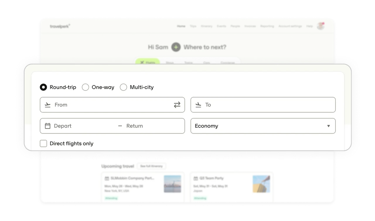 The search fields adapt to the selected travel mode