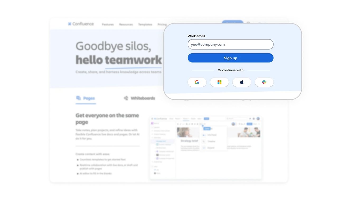 Multiple sign-up options
