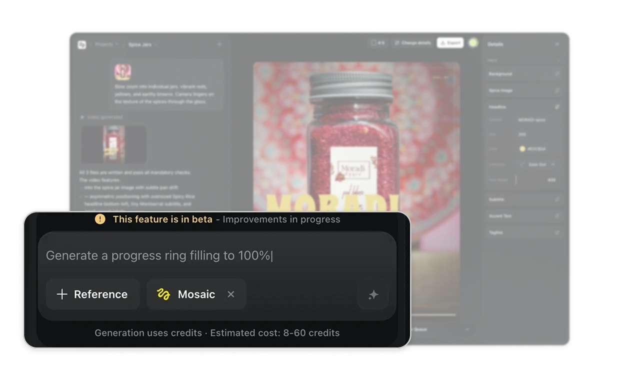 Style travels as a visible, removable chip in the prompt bar