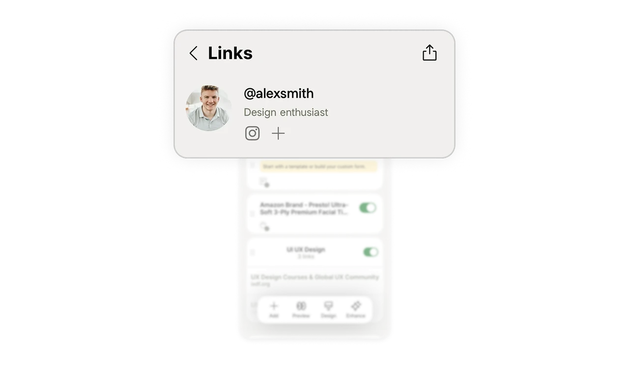 Editor header doubles as a live profile preview