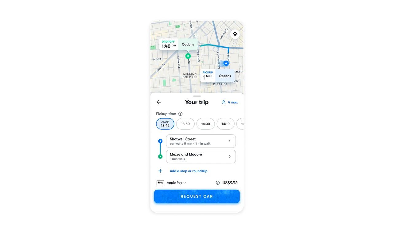 Persistent map context builds trust during booking
