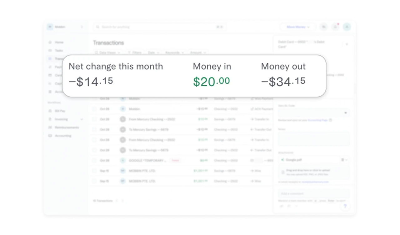 Show the components behind net change