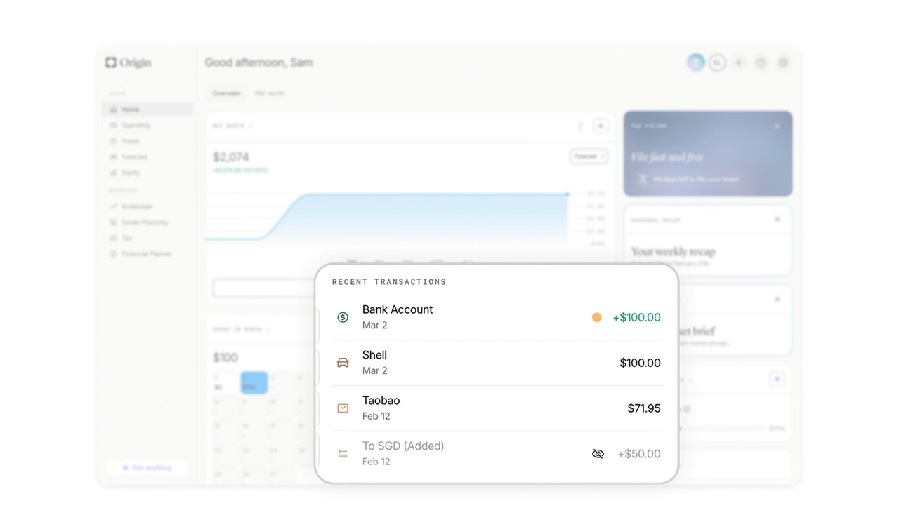 Transaction icons carry meaning beyond decoration
