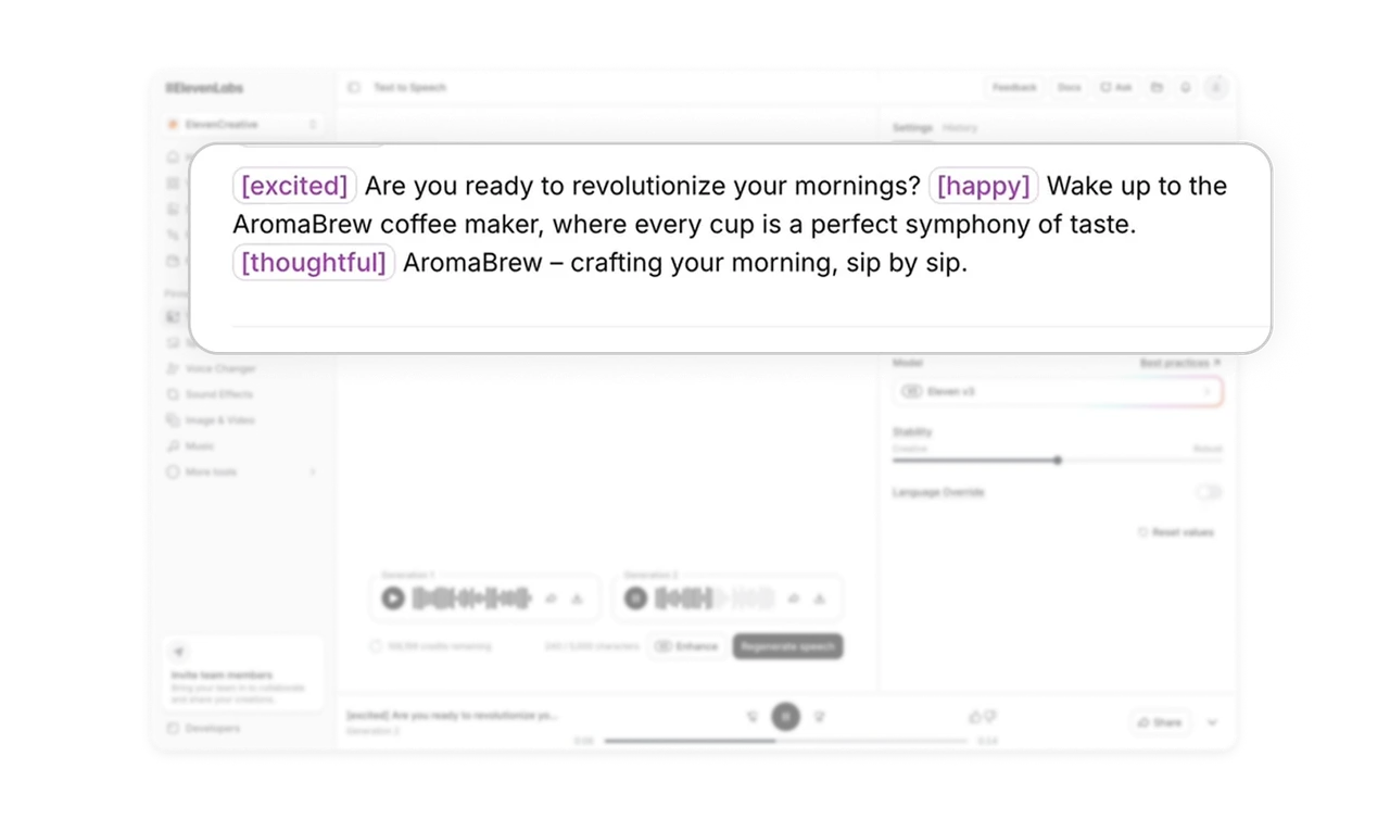 Inline emotion tags turn voice direction into writing