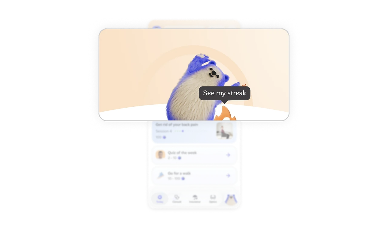 A 3D mascot transforms an insurance app into a friend