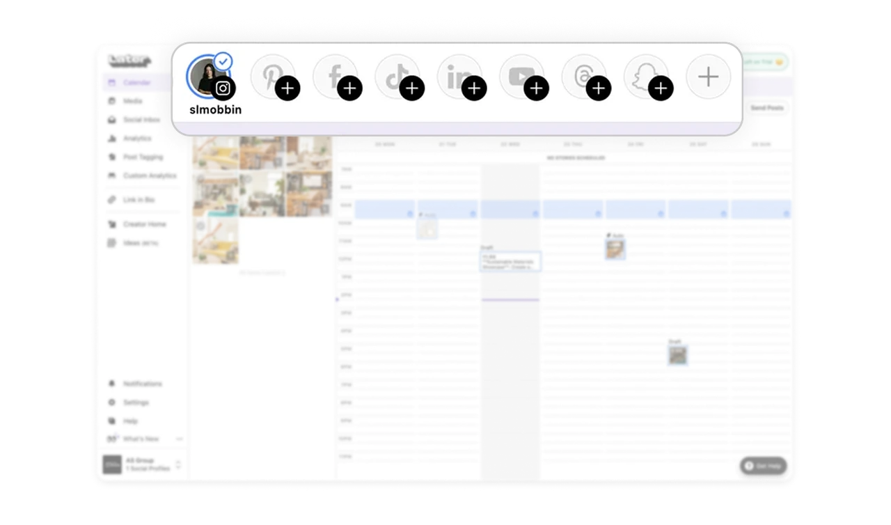 Platform avatar row centralizes multi-channel management