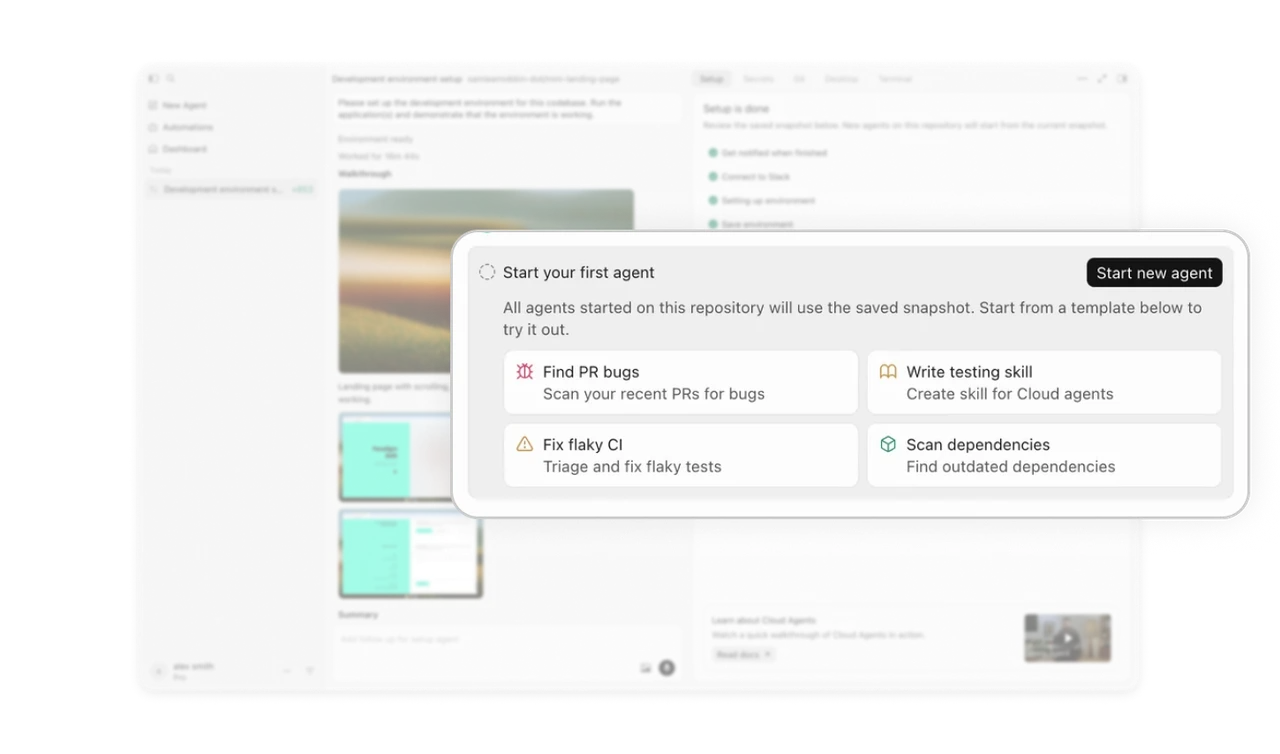 Agent template cards turn "what should I try" into one tap