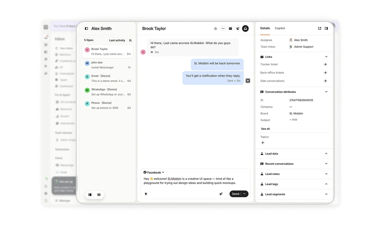 Three panels match the agent's mental workflow