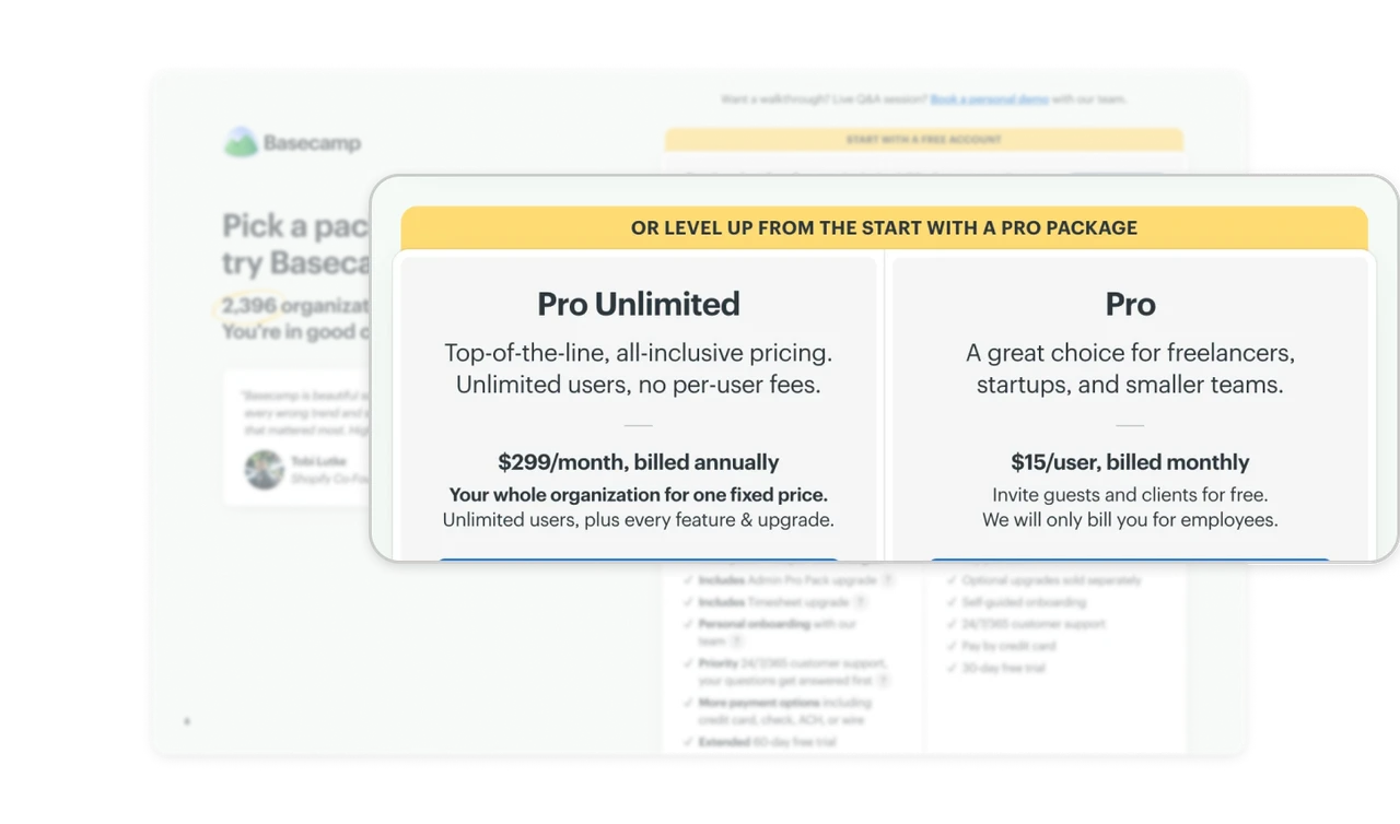 Two packages sell two pricing philosophies, not two sizes