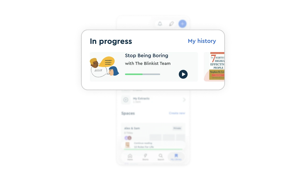 In-progress cards with progress bars remove cold-start friction