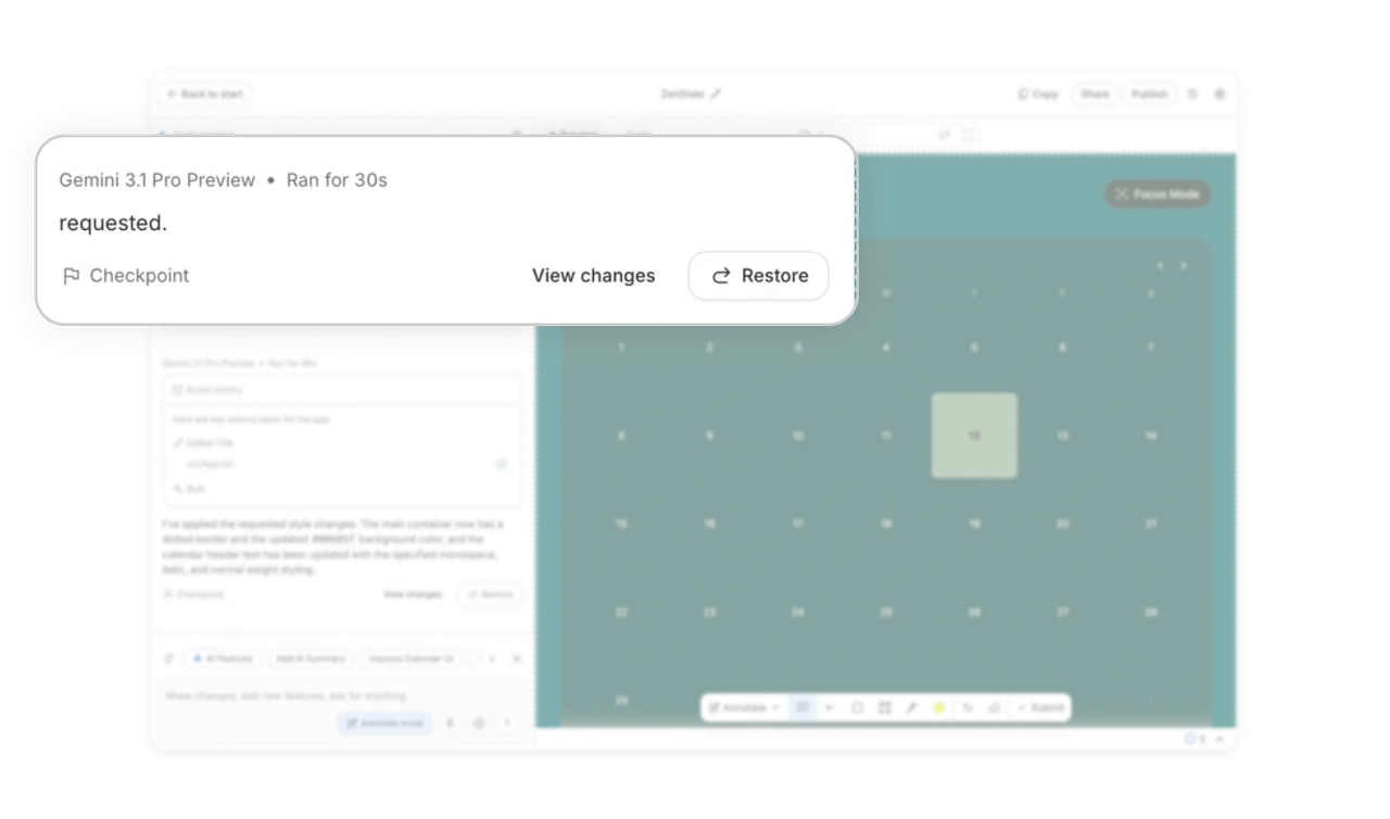 Checkpoint and Restore after every step removes AI anxiety
