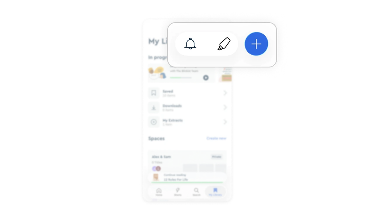 Top-right action pill groups three tools with one primary highlighted