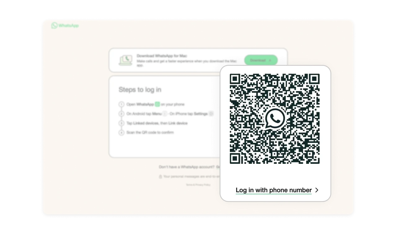 QR login is the primary path but alternatives stay visible
