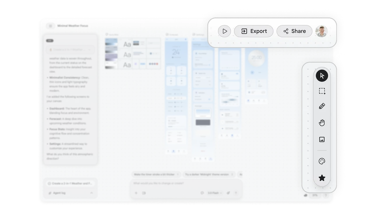 Toolbars grouped by intent separate making from sharing