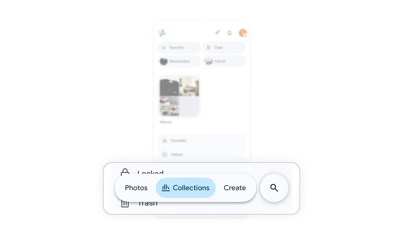 Floating bottom bar separates navigation from content