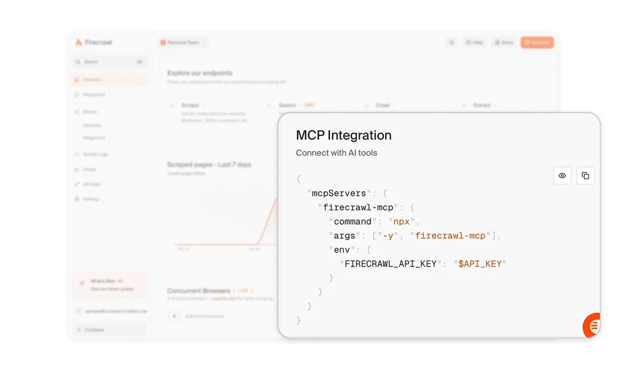 MCP integration ships as complete, copyable config